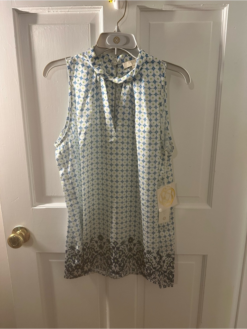 Etcetera Blue and White Sleeveless Neck-Tie Camisole